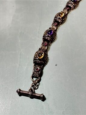 Multi-Color Gemstone Accent Bracelet LT Stamped .925 Sterling